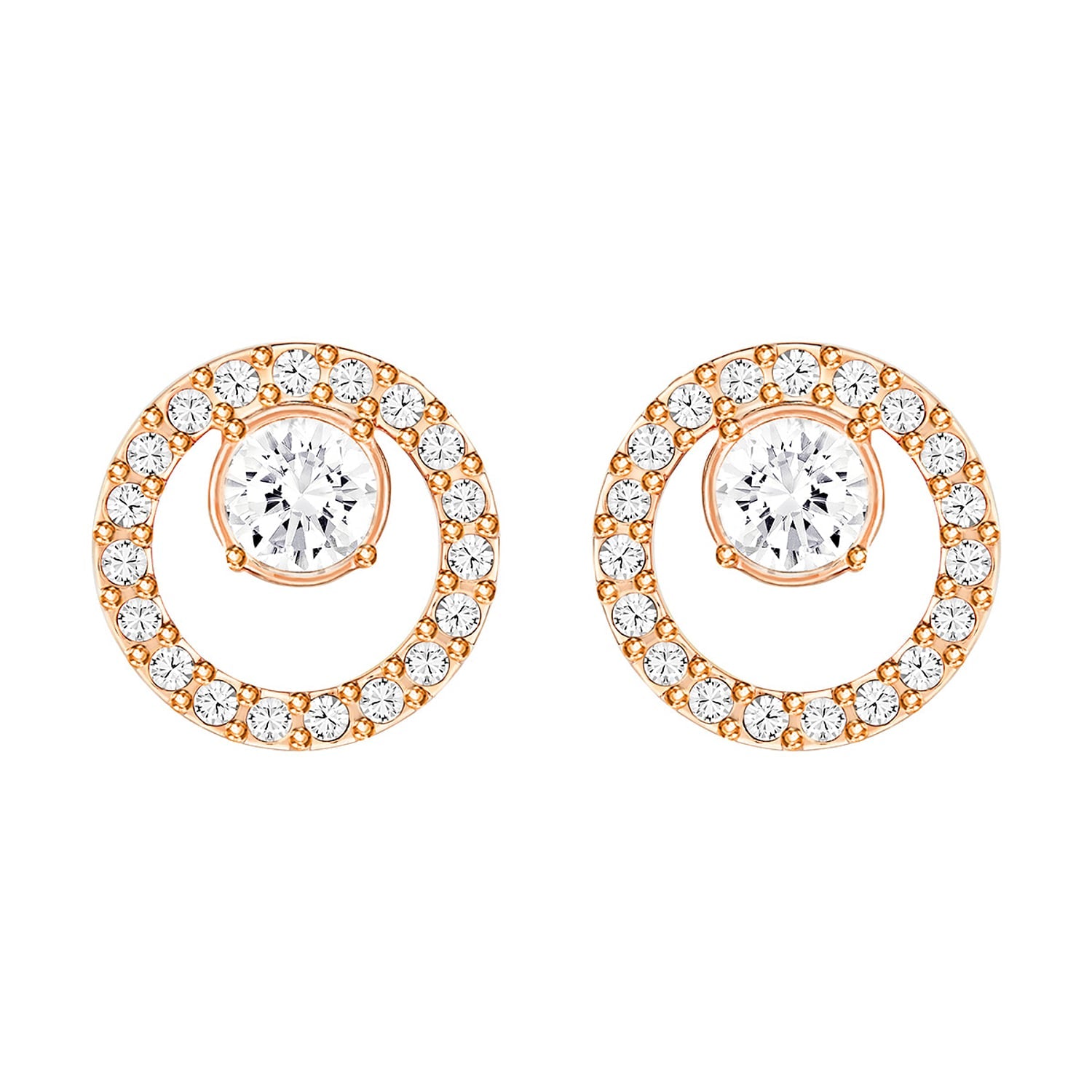 Swarovski Shimmering Rose Gold-Tone Crystal Stud Earrings for Women